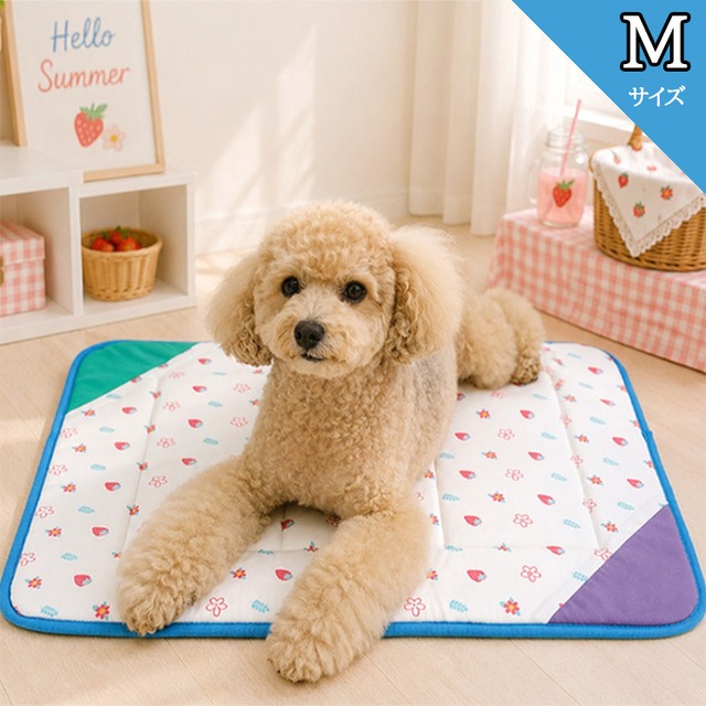strawberry cool air mesh mat Mサイズ / 犬 夏用 マット 接触冷感 ひんやり ペットマット クール 軽量 軽い メッシュ素材 小型犬中型犬 お出かけ 運びやすい 犬用 猫 暑さ対策 冷感 冷却 韓国