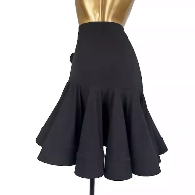 フリル ドレープ スリット ミモレ フレアスカート  ds1454