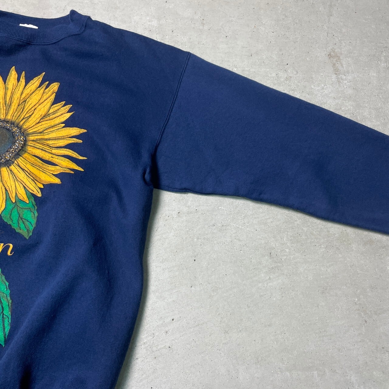 90年代 USA製 DECOTEX DESIGNWEAR ヒマワリ スウェットシャツ メンズL 