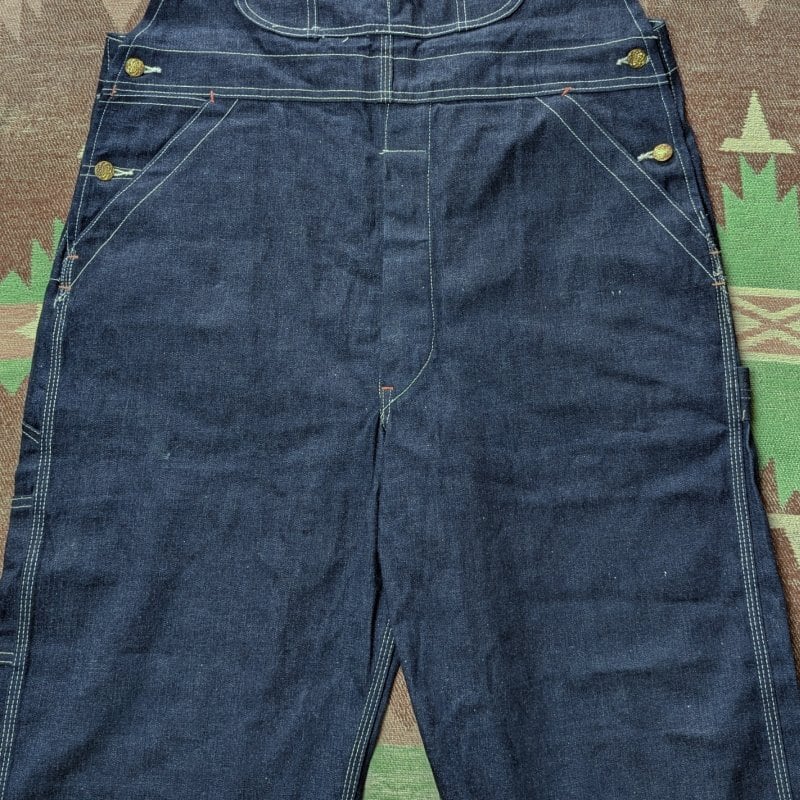 40s～ STRONG HOLD Low-Back Denim Overalls (W40) DEAD-STOCK