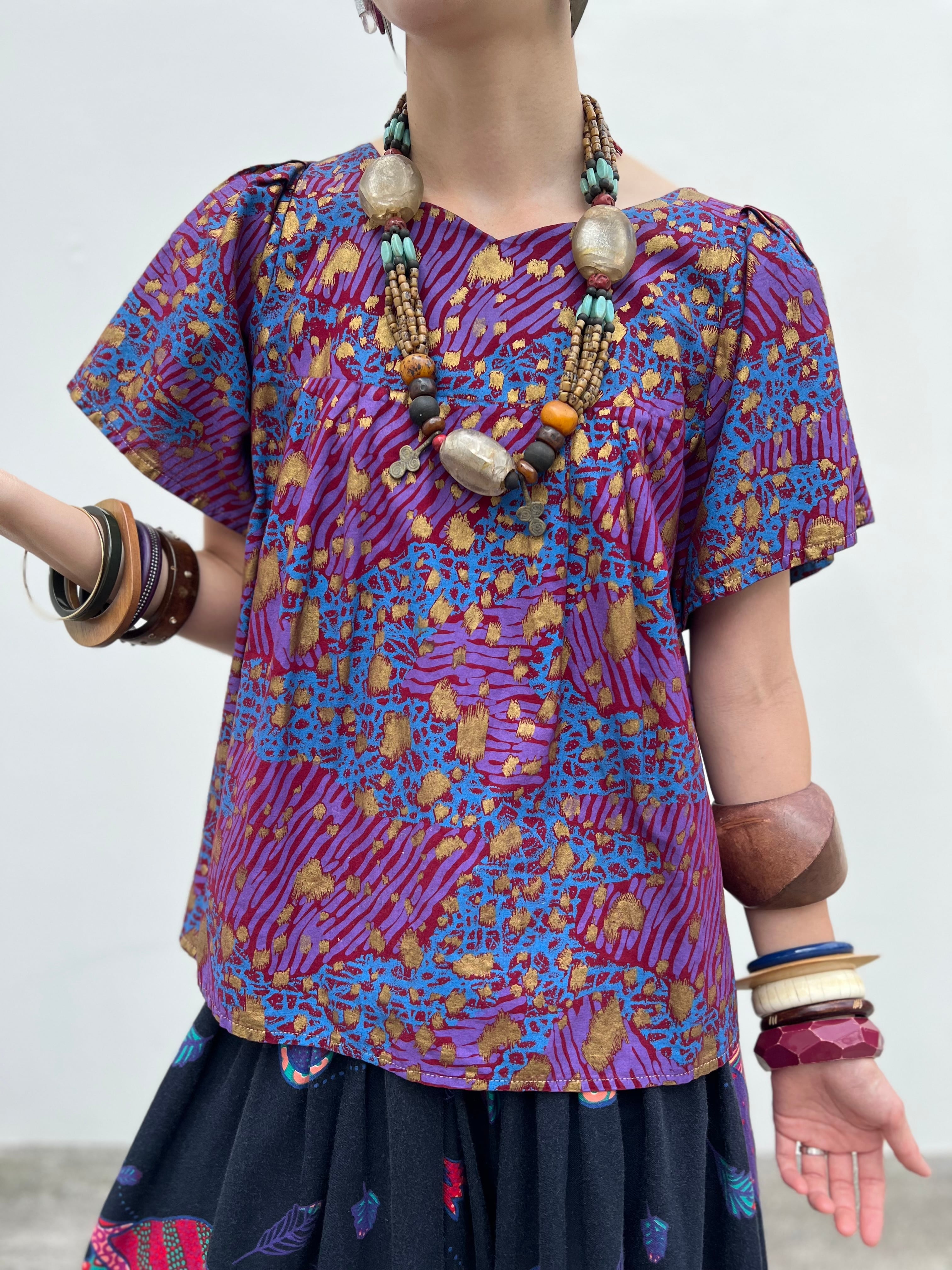 アフリカンバティック ブラウス vintage used トップス アフリカン トップス バティック