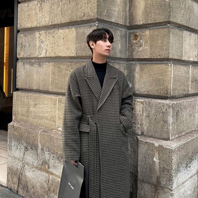 予約販売】チェスターコート アウター ロング丈 メンズ 千鳥格子 予約販売】チェスターコート アウター ロング丈 メンズ 千鳥格子