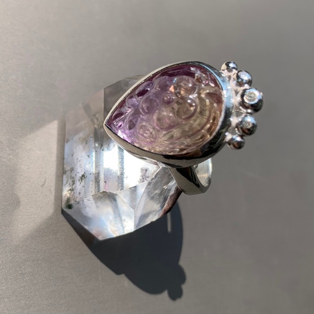 ［朝露］silver925×アメトリン×ダイヤモンド　リング