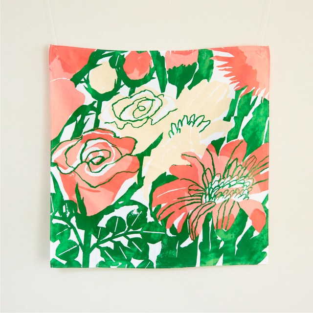 平塚の花スカーフ（コーラル）