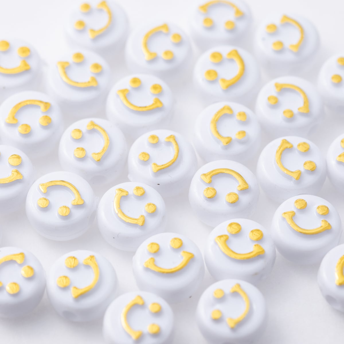 スマイル マーク ビーズ 30個 10mm 【パールクリエイト】正規商品 黒色