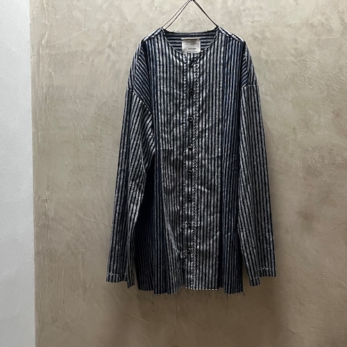 ROGGYKEI／ロギーケイ NO COLLAR SHIRT NAVY STRIPE Size L RK-SH01