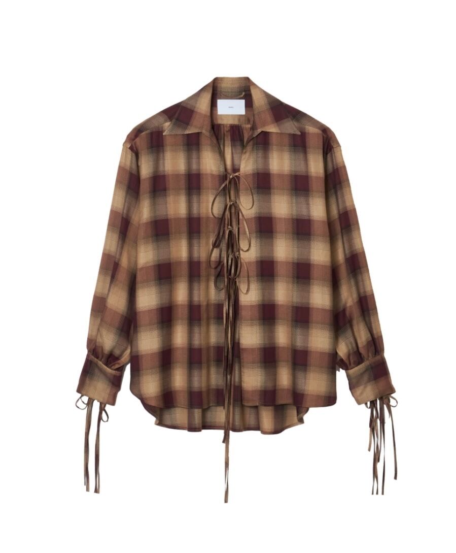トップス 25AW SUGERHILL PLAID STRING SHIRTS 25AW】SUGARHILL PLAID STRING SHIRTS (WINE RED) 25330505 | IAAAM