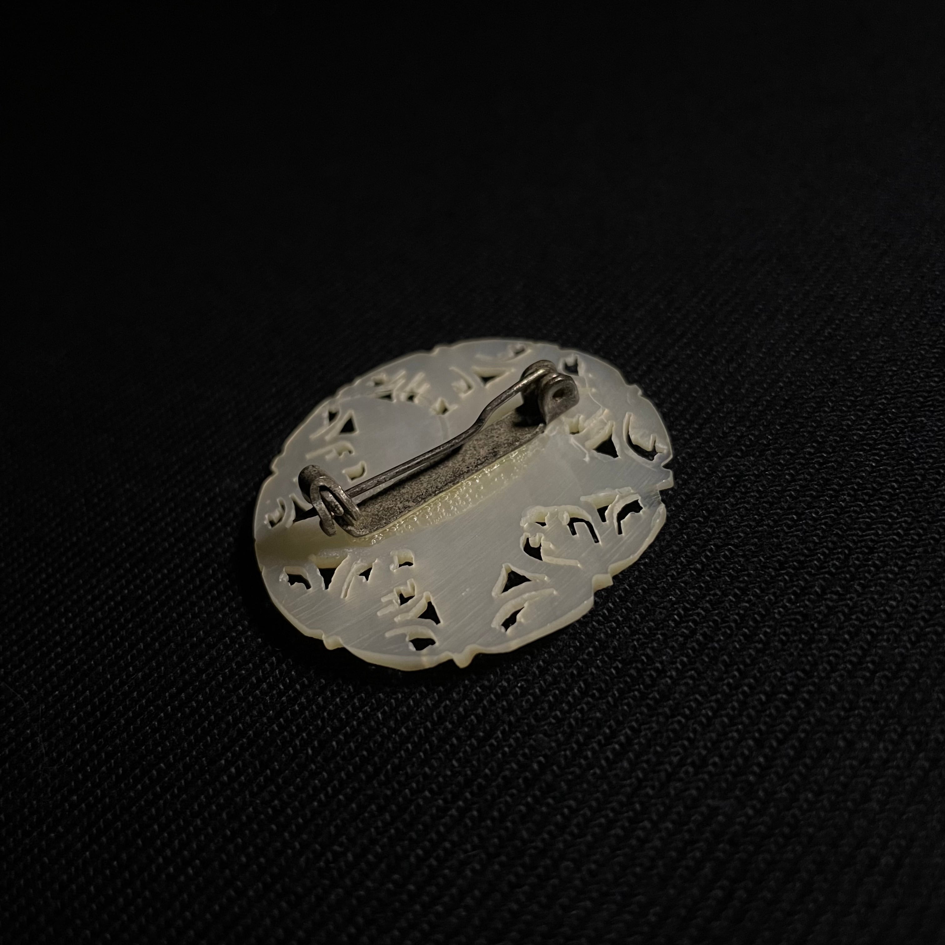 フランス】アンティーク マザーオブパール ブローチ19世紀後半 ブラス