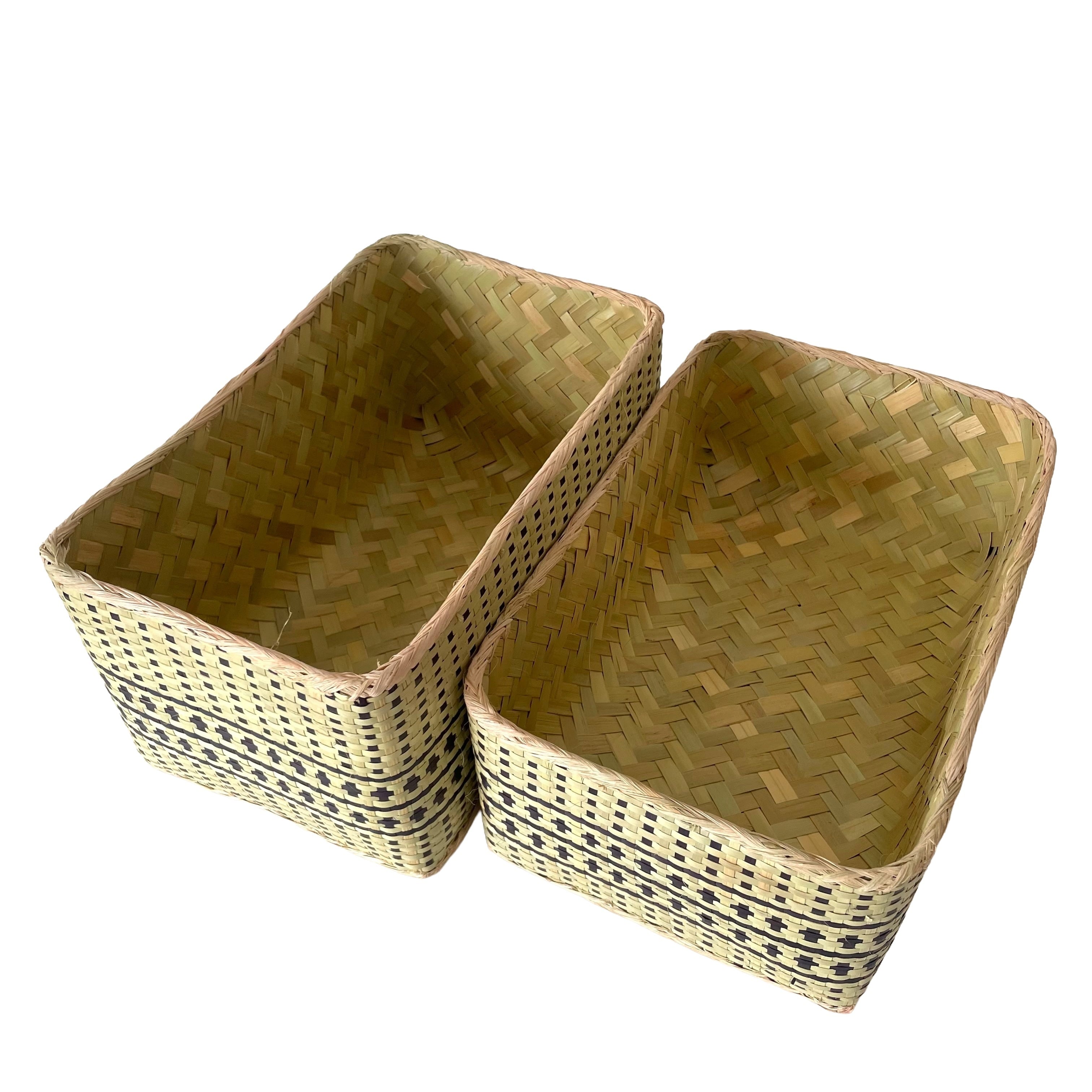 Rectangular colourful basket M w26cm×16cm×h16cm四角カラフル蓋付き