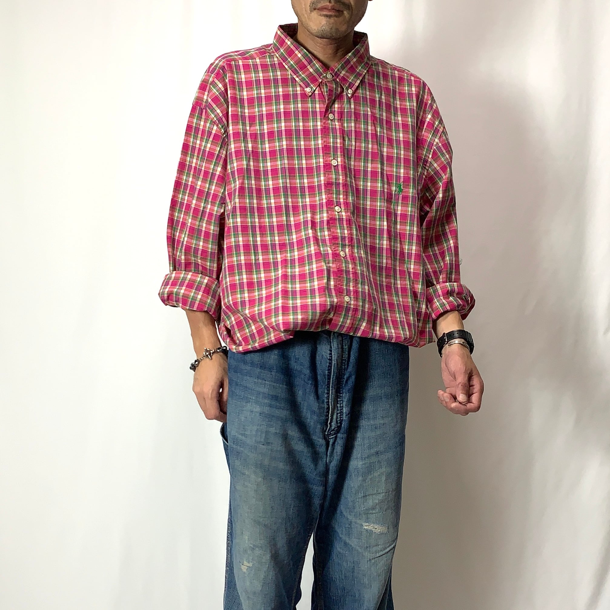 ラルフローレン　フランネルシャツ”CLASSIC FIT”　赤　XL