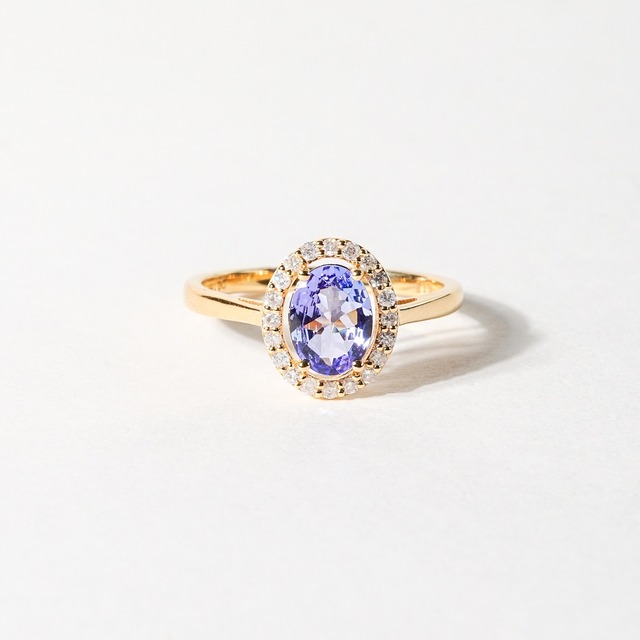 【K18 / 11号】タンザナイト  x ダイヤモンド リング