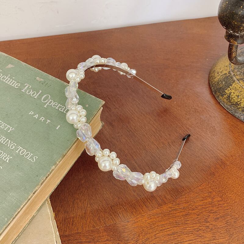 スタンダードパールヘアバンド レッドヘアピン アクセサリー レディース レトロ ヘアアクセサリー 真珠 ブラック・アイド・ピーズ81003374774