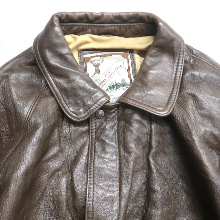 古着 LUIS ALUEAR 本革 レザージャケット ブルゾン ブラウン 表記：XL
