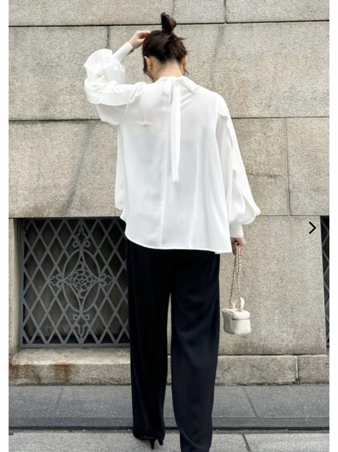 ☆大人気☆再販☆ 袖プリーツデザインジョーゼット2WAYブラウス