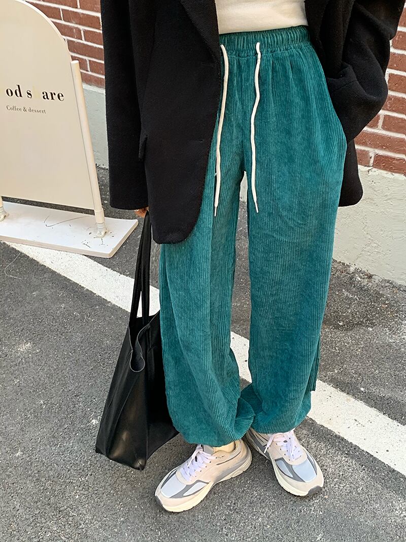 ギャザーパンツ ハイウェストウェストルーズスプリングカジュアル 春物 ブラックストロベリース27399420035