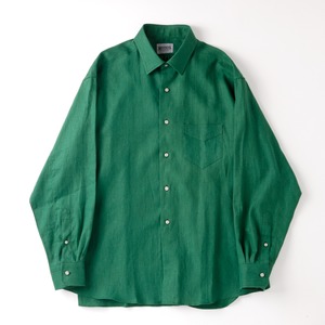 【新品】MINTENS 1930s vintage linen shirts made in France fabrics made in JAPAN ／ デッドストック フランス製生地 リネン シャツ グリーン 日本製  オリジナルブランド 1930年代シルエット サイズ ②