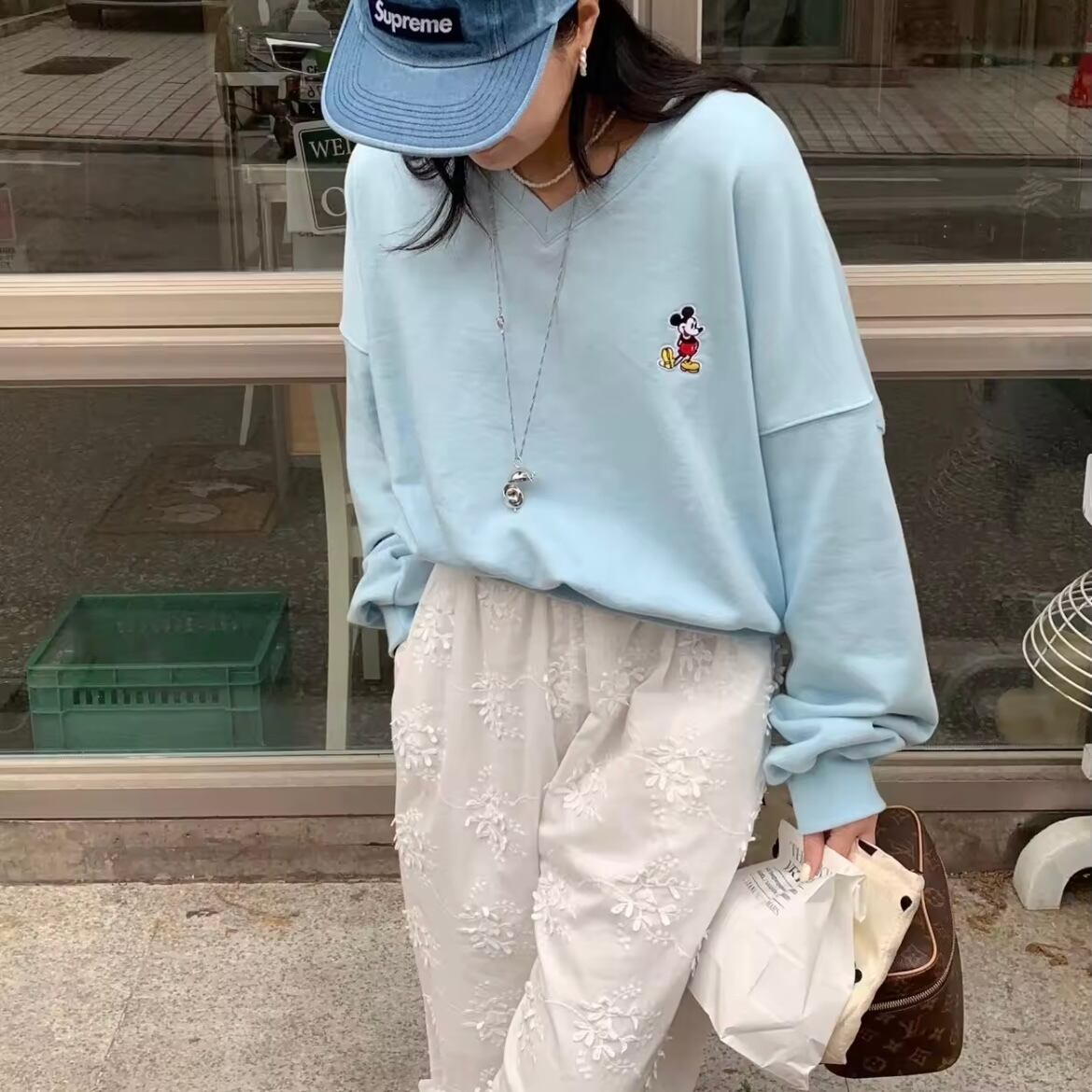 フリルレースパンチングロングパンツ