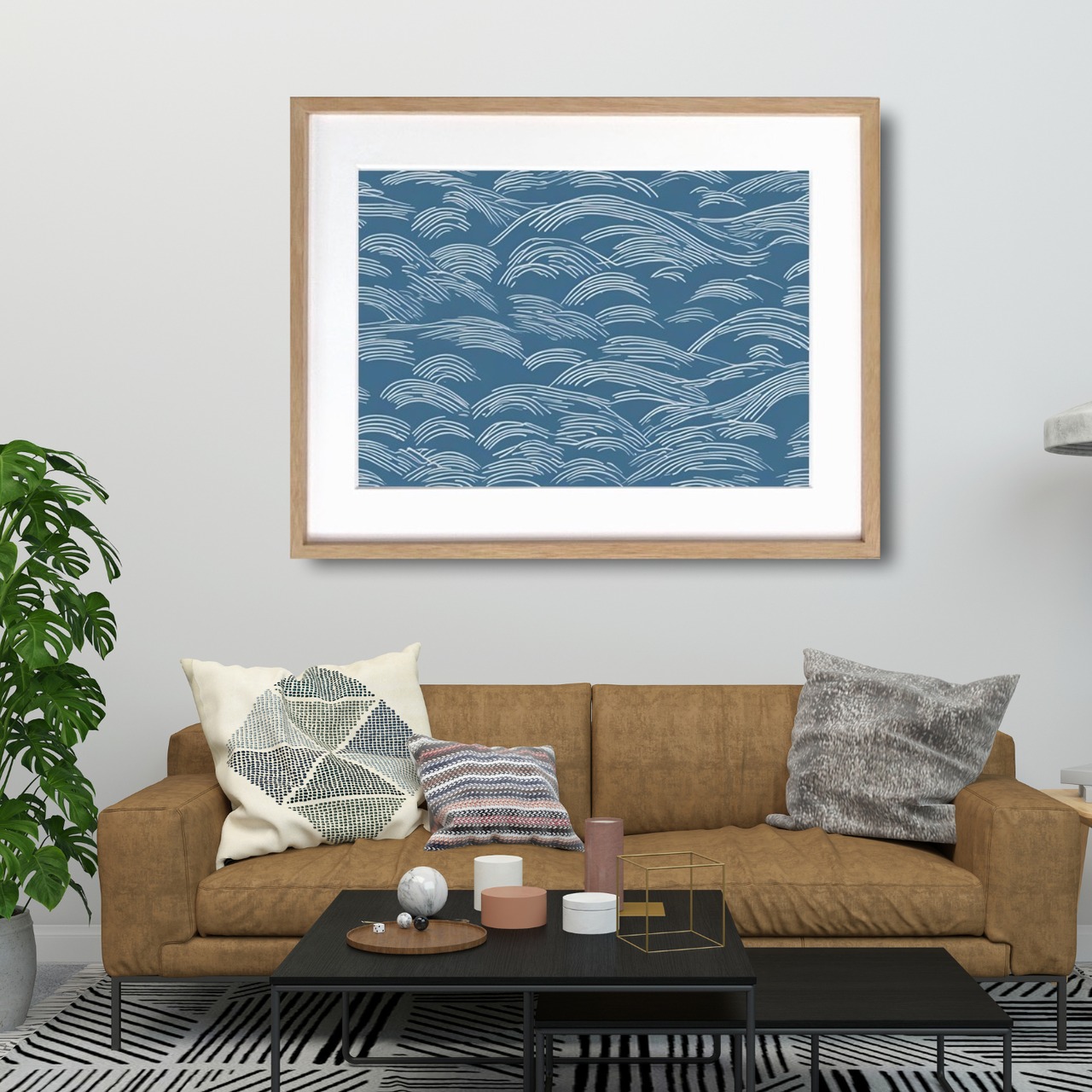 ripples｜線と波を抽象的に描いたバウハウス風アートポスター｜静けさとリズムを両立したミニマルデザイン｜空間を整える一枚A4ポスター