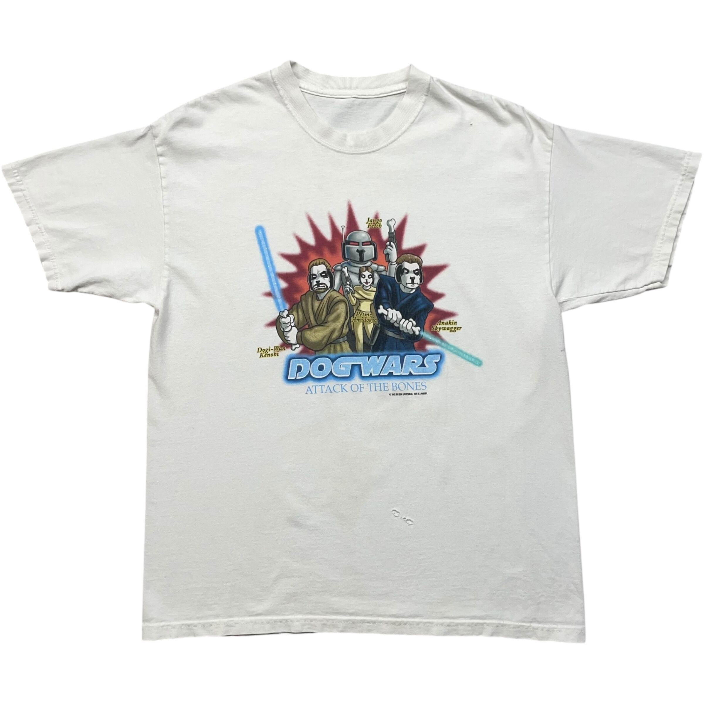 《M》 unknown パロディTシャツ DOG WARS スターウォーズ プリント ホワイト no.8607