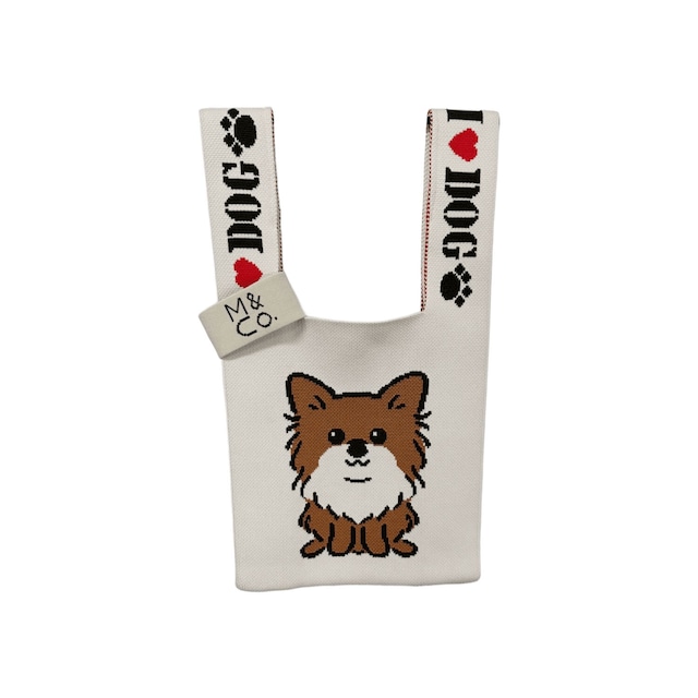 ニットバッグ チワワ ブラウン（Knit Bag Chihuahua）
