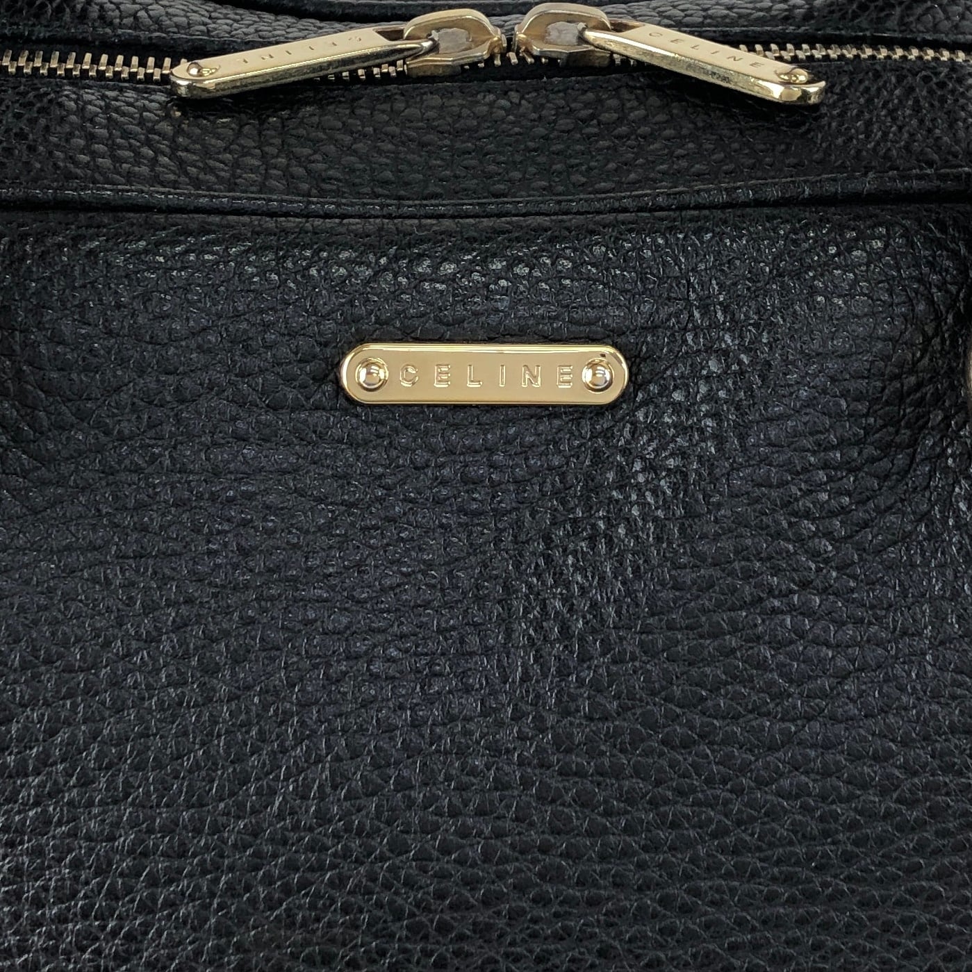CELINE セリーヌ ハンドバッグ ブラック ロゴ レザー ボストン vintage