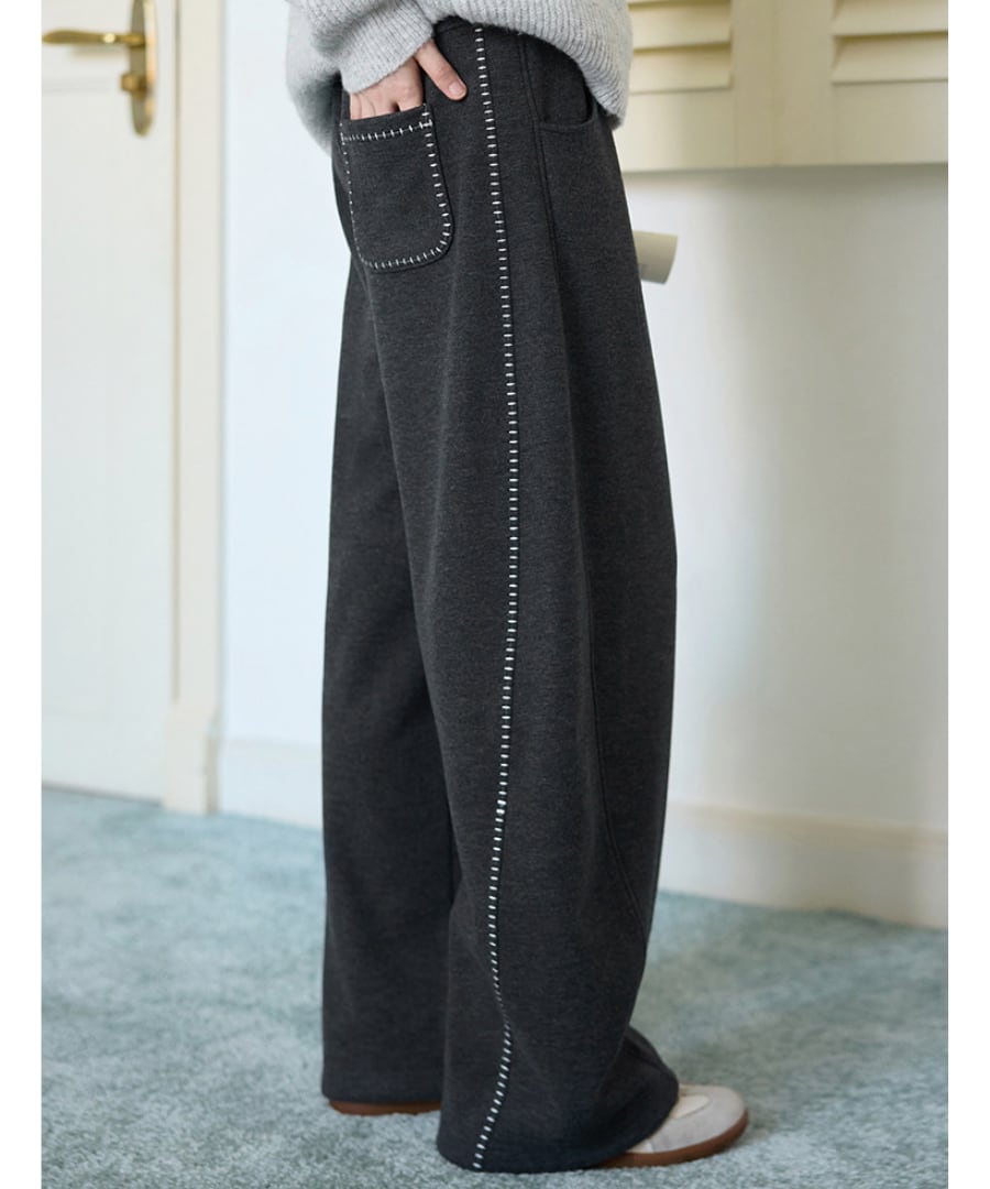 ステッチデザイン◆裏起毛カジュアルパンツ【p-20254】