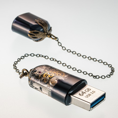 USBメモリ 機械式時計 ムーブメント 64GB USB3.0 Black-A