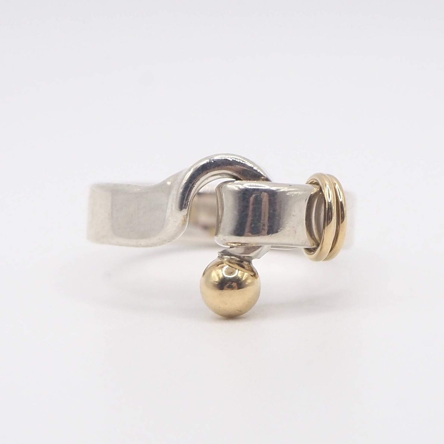 Tiffany&Co. 約9号 フック&アイ コンビ リング シルバー925 K18