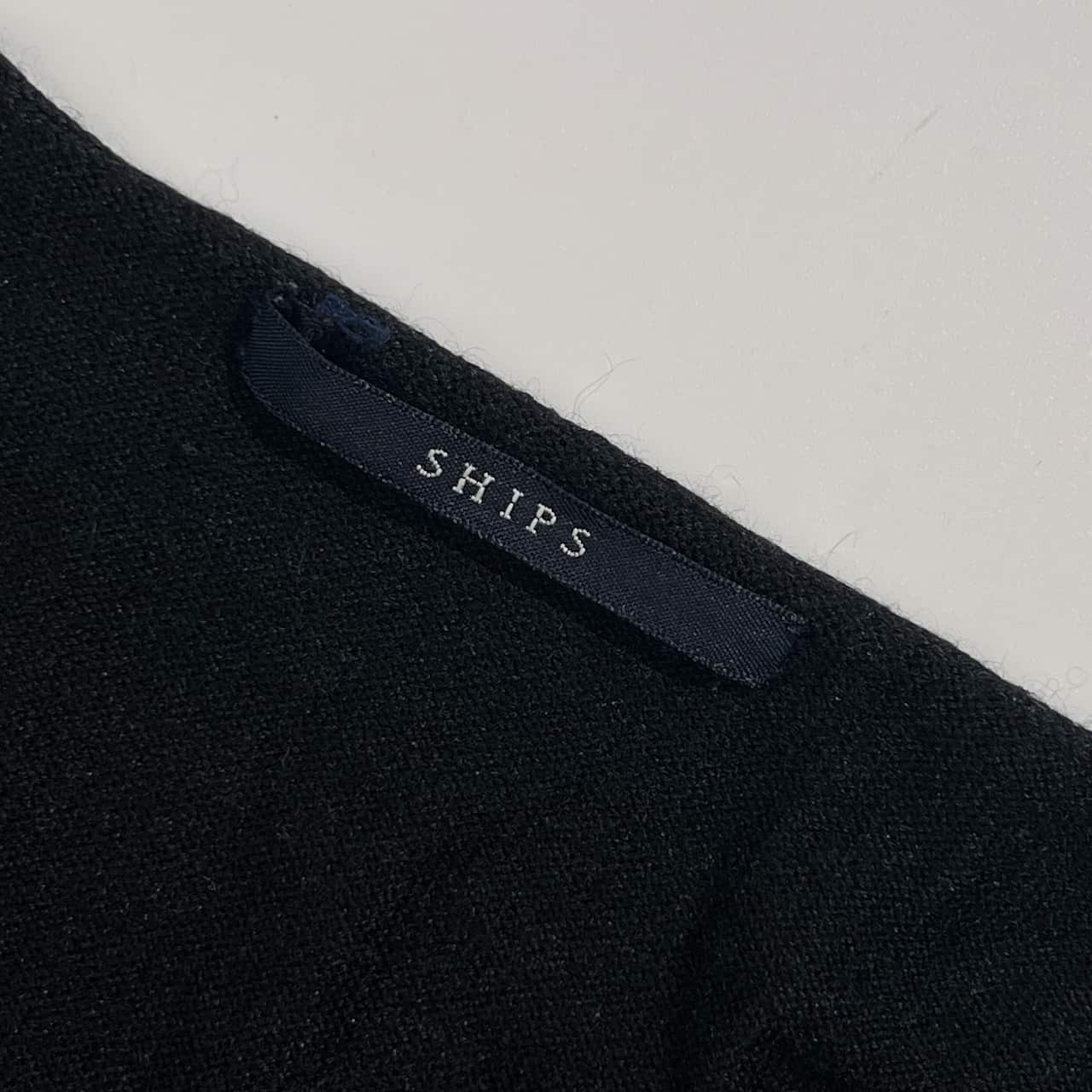 シルク カシミヤ混 SHIPS シップス ハイゲージ Vネック ビーズ ニット セーター /ブラック レディース