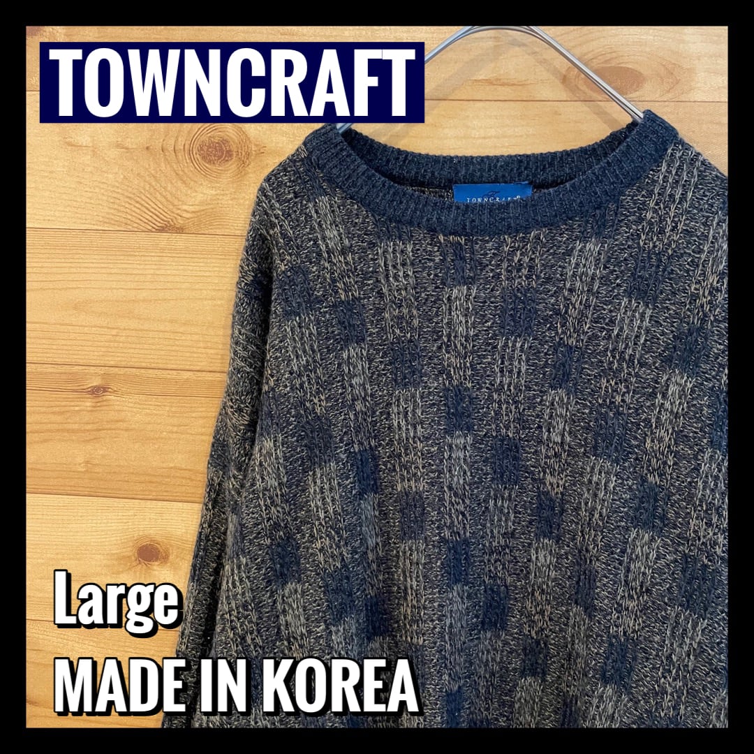 【TOWNCRAFT】韓国製 柄ニット セーター 総柄 メンズL タウン ...