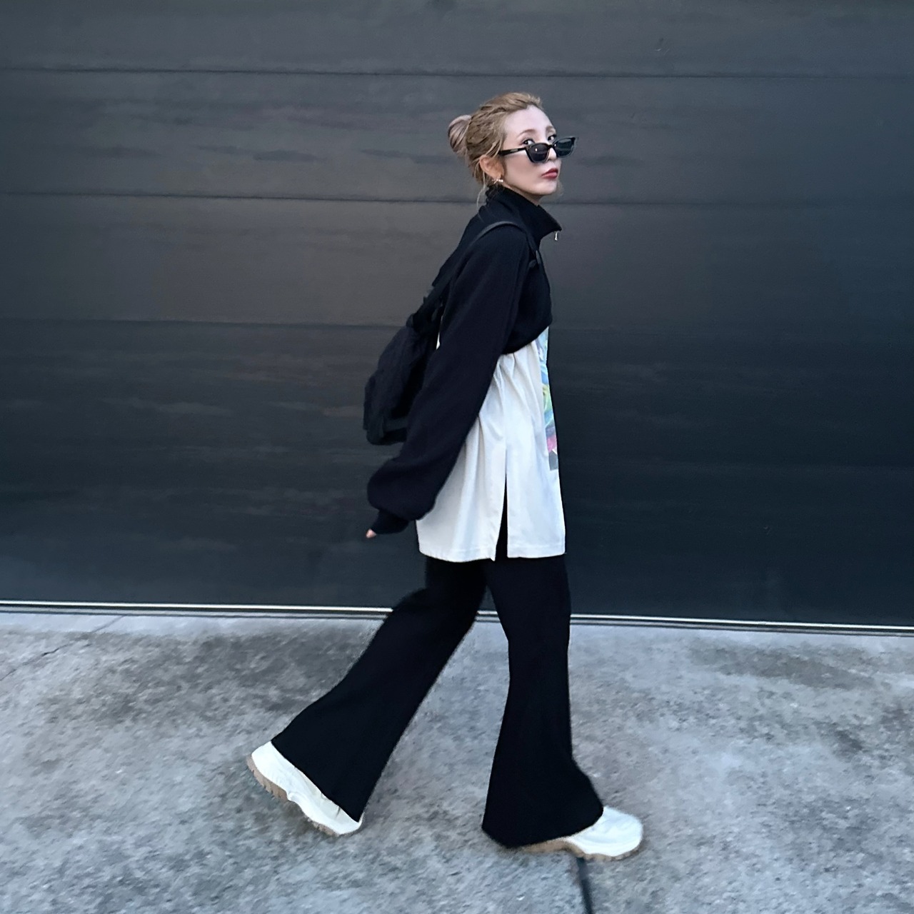 zipup fleece layer tops／black