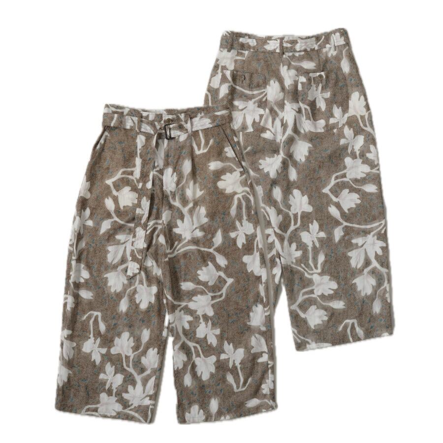 BUNON(ブノン) EMBROIDERY GATHER PANTS コットンシルク 裾フリル