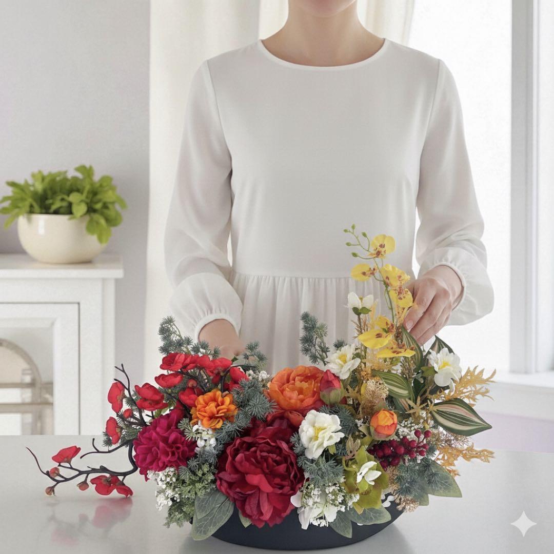 迎春アレンジメント 特大｜新春の華やぎを飾る和モダンフラワー｜正月