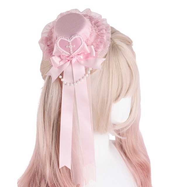 量産型｜頭上に咲くハートのミニハット パールクロスと揺れるテールが主役｜SEASONZ