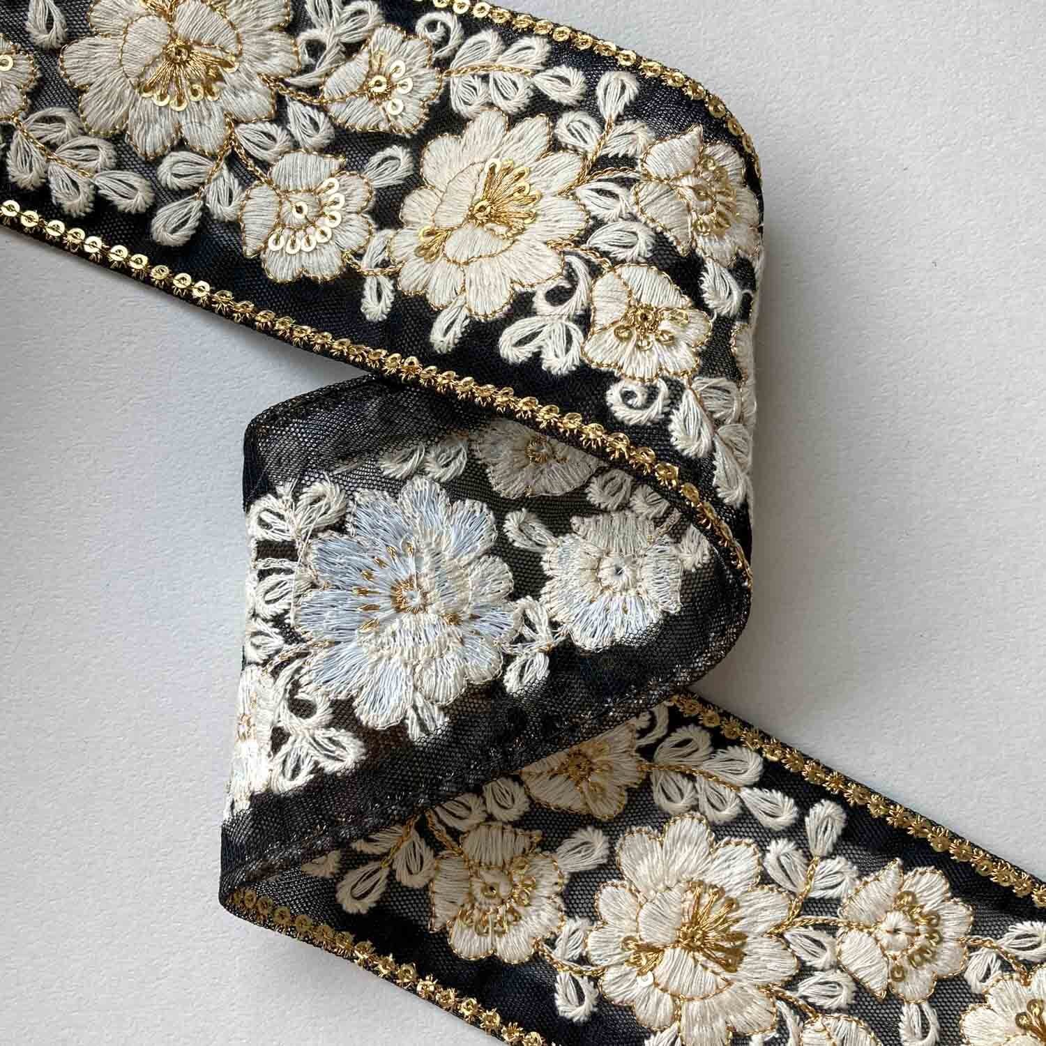 再入荷〉白花模様のインド刺繍レース（50cm〜） | Dua-アクセサリー