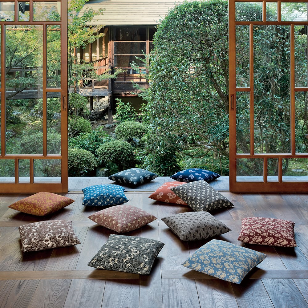 座布団カバー銘仙判５枚組丸柄緑色＋紺色 座布団カバー銘仙判5枚組丸柄緑色＋紺色 : 座布団カバー 自社工場