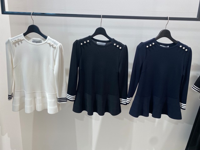 BORDERS at BALCOMY RAYON PEPLUM KNIT3色展開 ボーダーズアットバルコニー　レーヨンペプラムニット