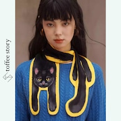 黒猫のささやきと陽だまりの幻想スカーフ 《C0255》