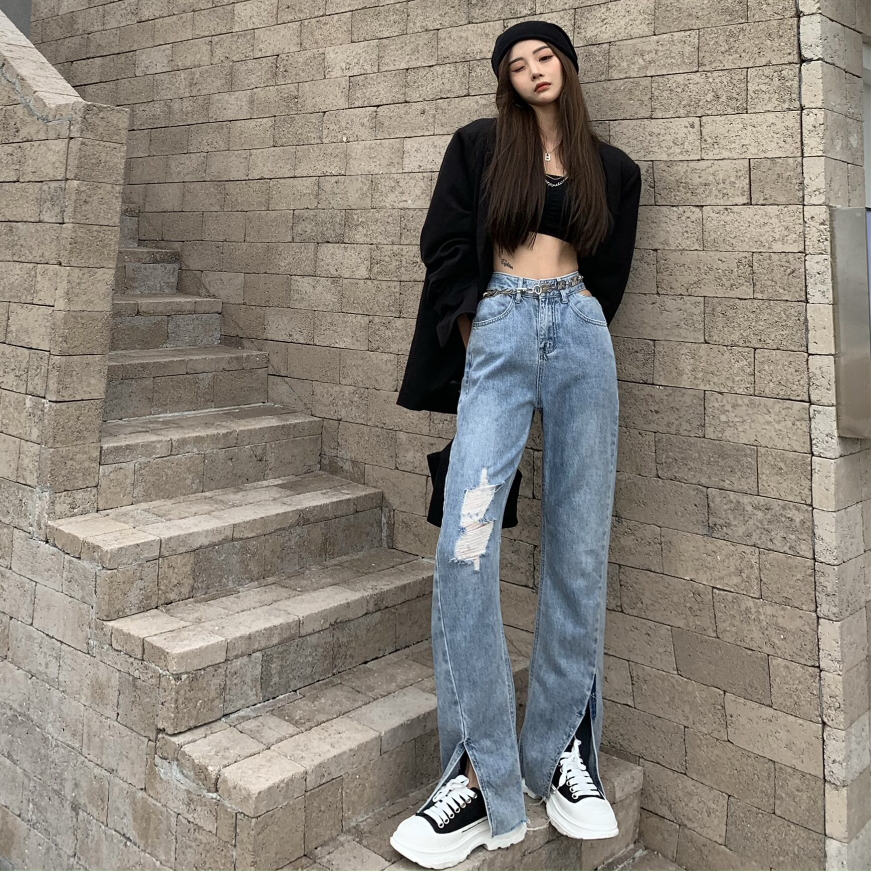 スタイルジーンズ レディースサマー薄手ハイウェストウェストパンツ 夏物 ドラファッションホール46617948087