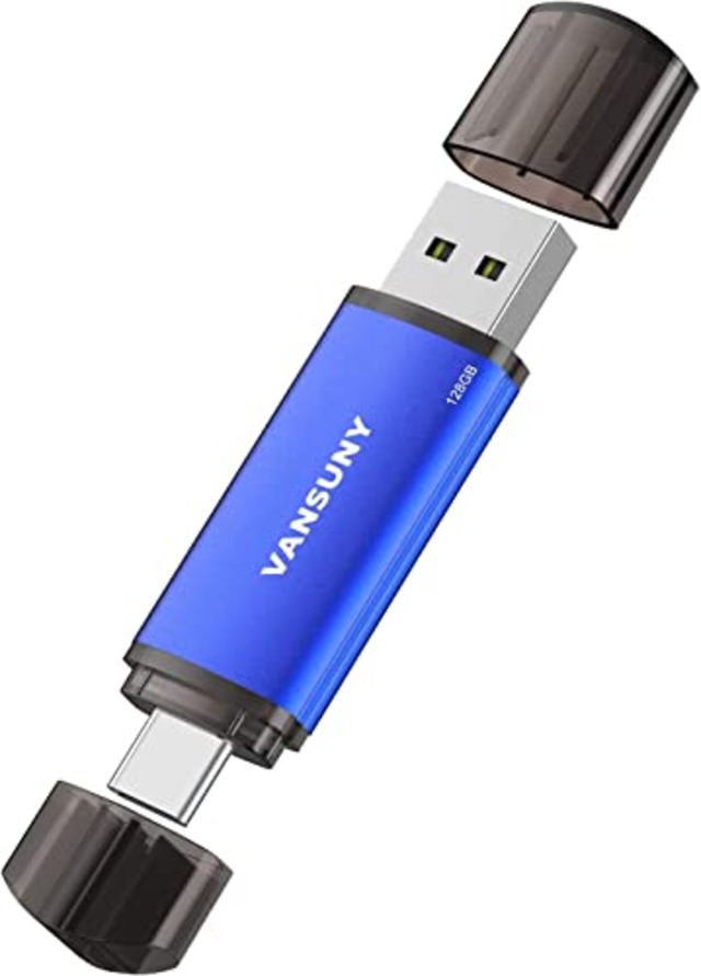 Vansuny USBメモリ 128GB Type C 2in1 OTG USB 2.0 + USB Cメモリ タイプC 128ギガ （青）