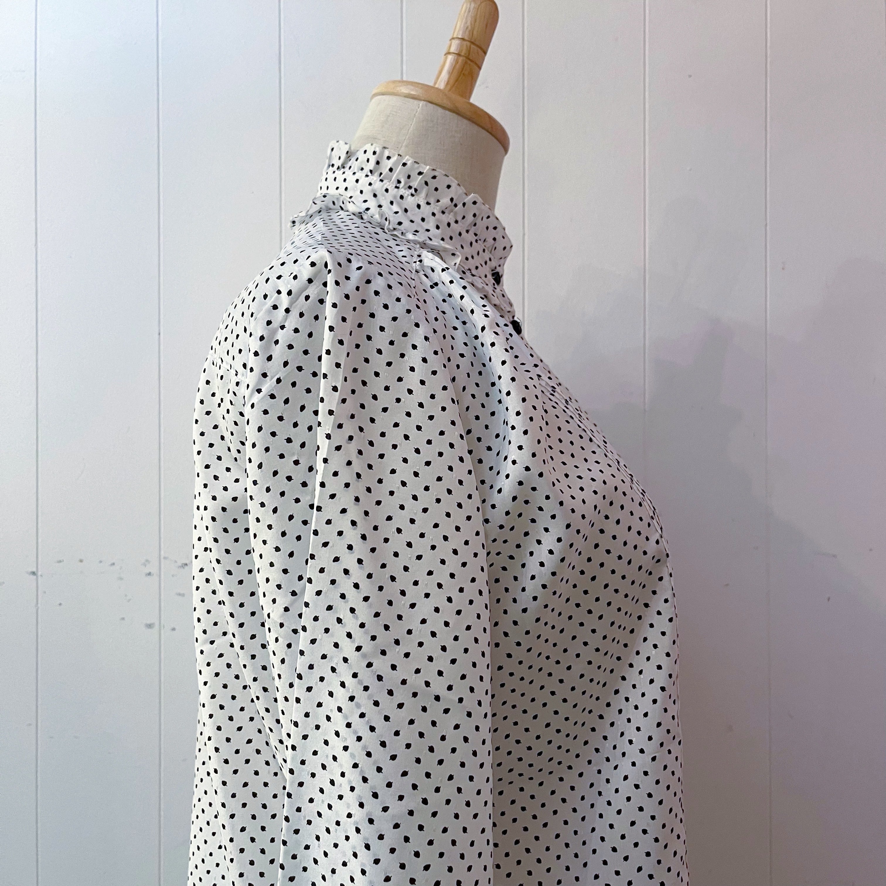 black dot stand collar blouse