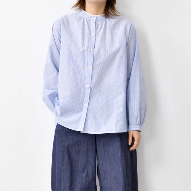 レースカラーストライプシャツ F3467