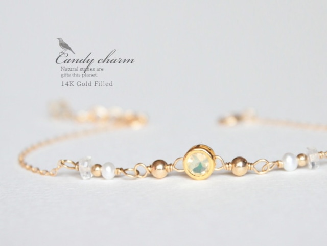 Candy charm Bracelet 14KGF Opal