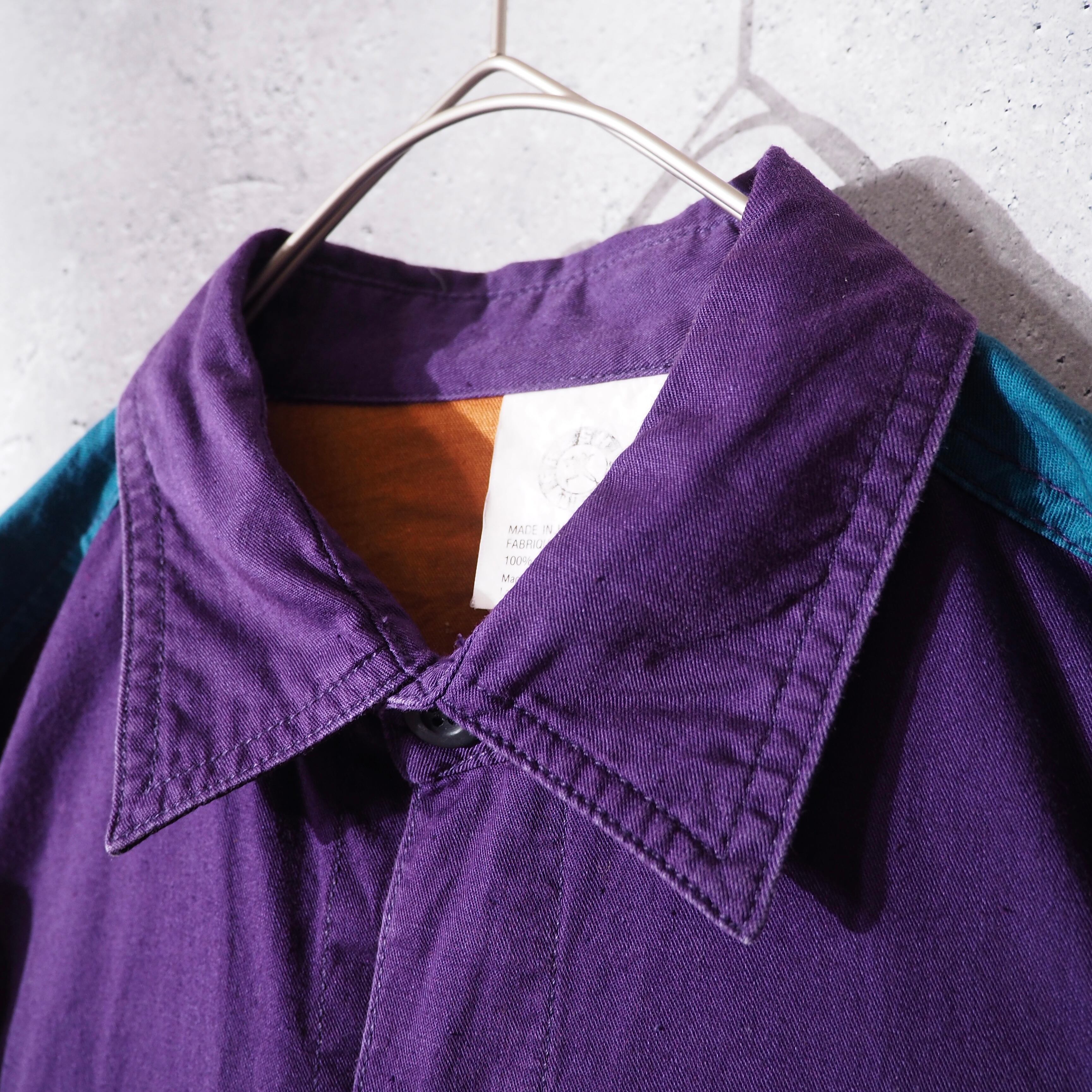 Good multi pop color panel combination loose shirt