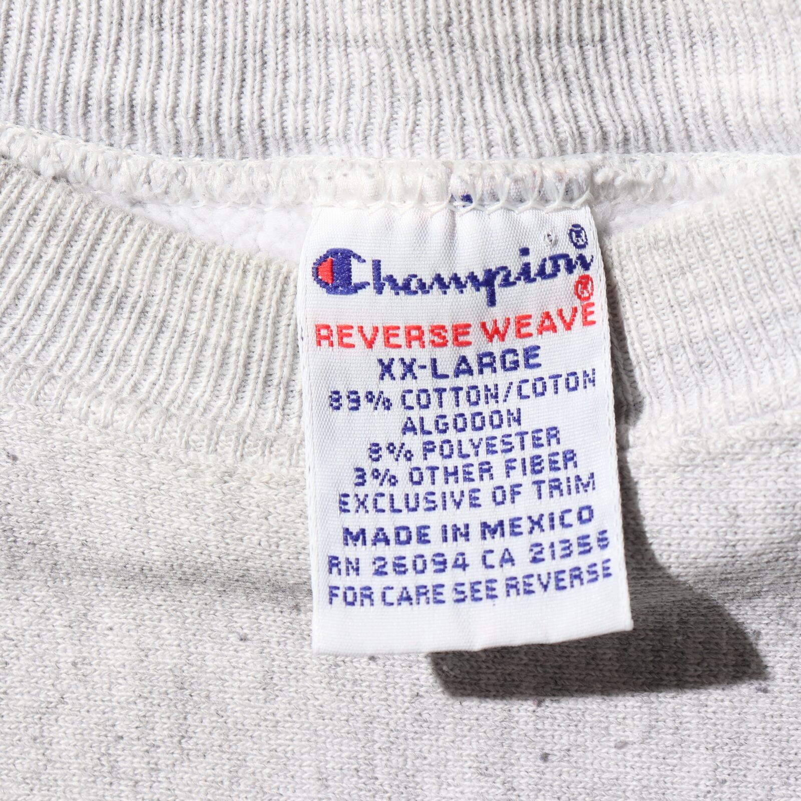 美品 90s 2XL 染み込み ハーフラバー リバースウィーブ グレー 