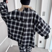 Ombre check asymmetric zip JK/black