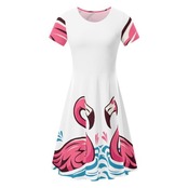 Women's Short Sleeve Ruffle Dress Swim 4709