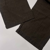 Mademoiselle NON NON マドモアゼルノンノン リネン&シルク混 チェック柄 クロップドイージーパンツ M/ブラウン