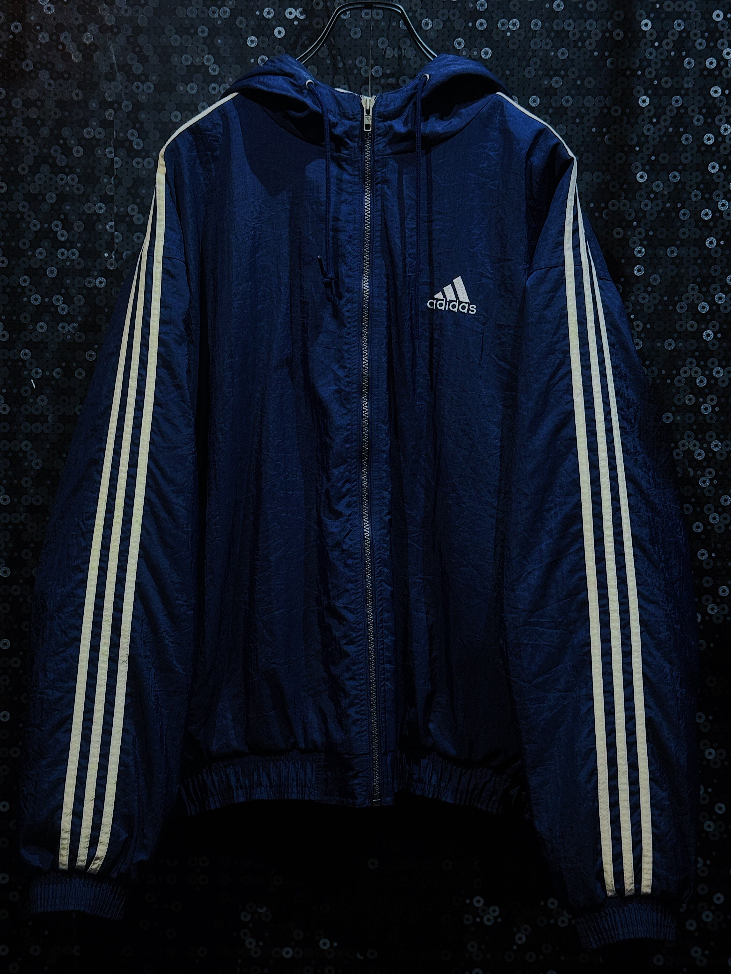 【ÆIEM】"90's vintage"adidas performance logo navy nylon hoodie jacket
