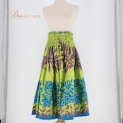 フラダンス 衣装 パウスカート グリーン系 ハワイアンプリント アロハ フラ ダンス レッスン 練習 植物柄 花柄 シングル スカート 華やか 鮮やか かわいい おしゃれ 上品 大人っぽい ブルー系 パープル系 黄緑 水色 紫 カジュアル レディース トロピカル